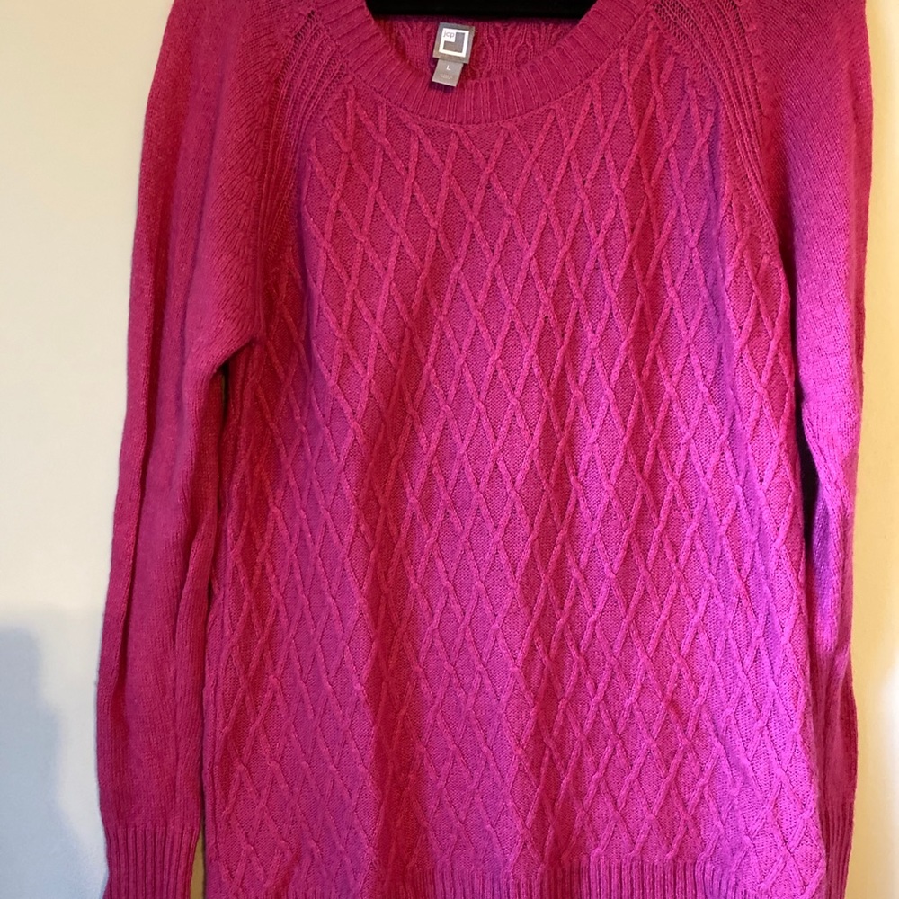 JCP Bright Pink Cable Knit Sweater